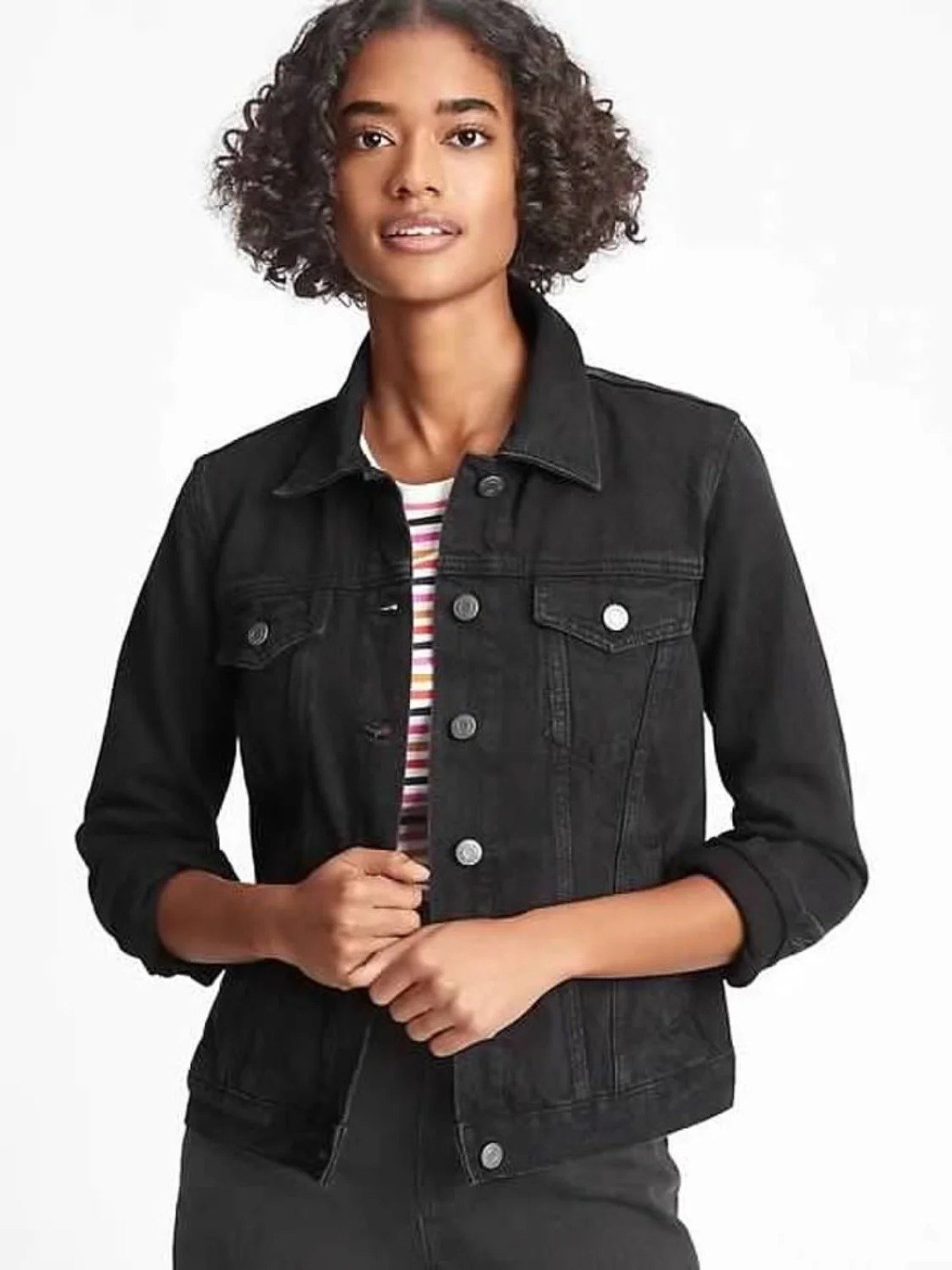 NWT GAP Icon Denim Jacket in Black Kira Size Small