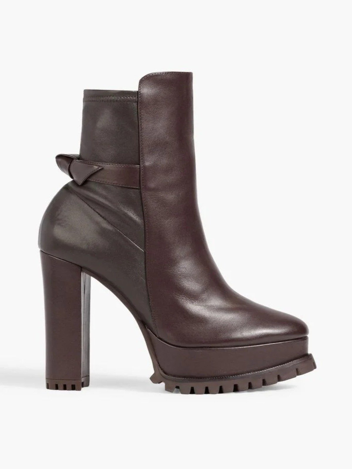 New in Box Alexandre Birman Clarita Lug-Sole Leather Booties in Brown Size 10