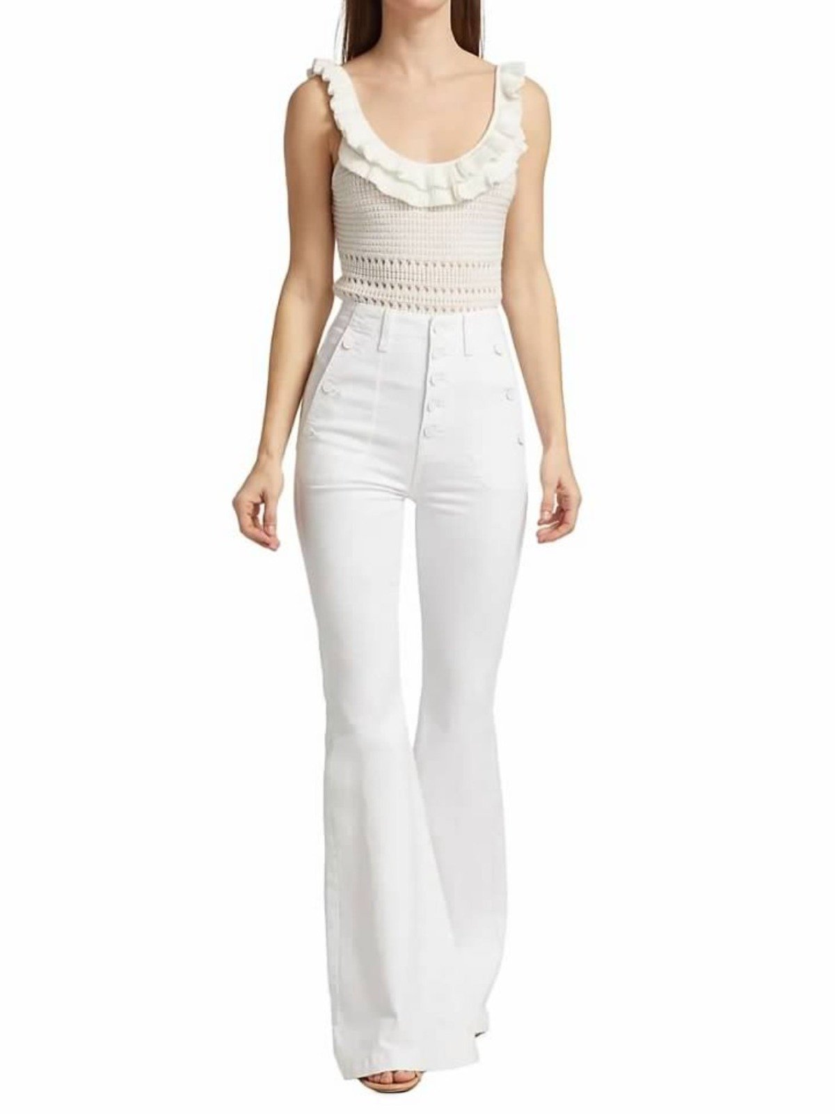 NWT 7 For All Mankind High Rise Megaflare Jeans in Clean White Size 28 (4-6)