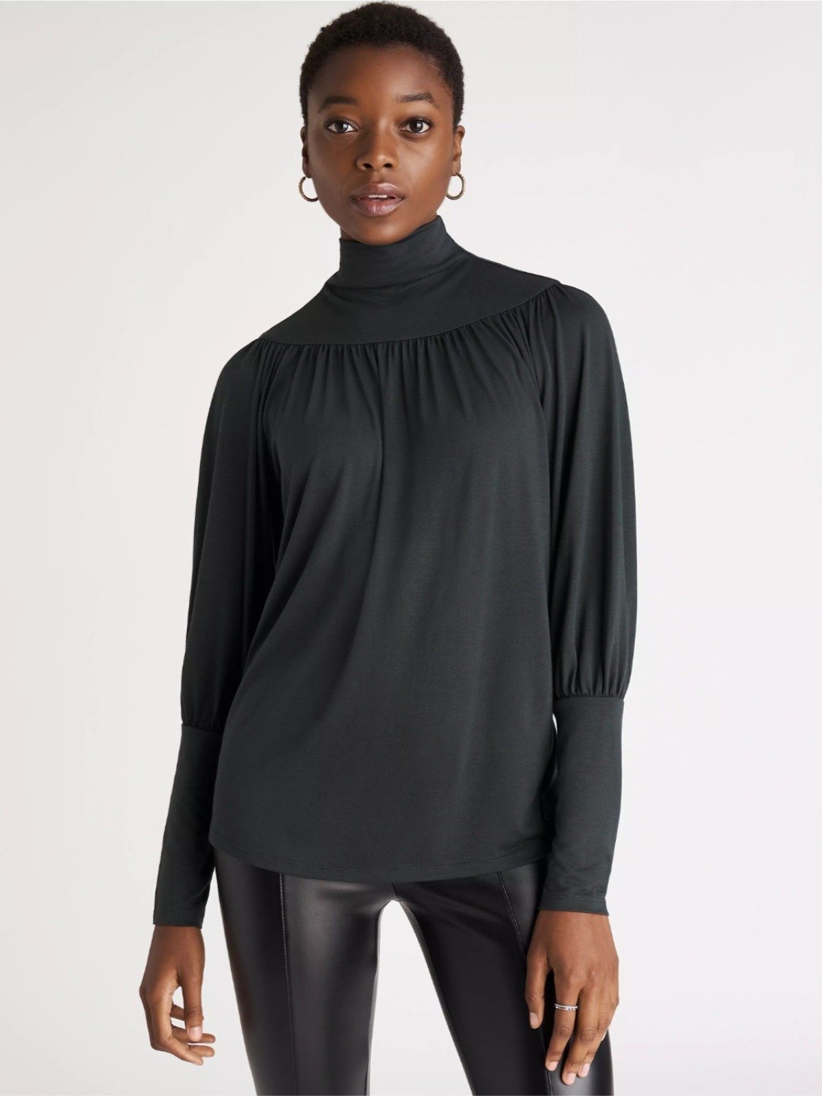 NWT Ann Taylor Shirred Turtleneck Top in Pine Needle Green Size Small Petite