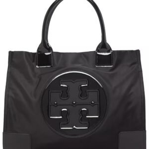 NWT Tory Burch Ella Nylon & Patent Leather Women’s Tote in Black with Receipt