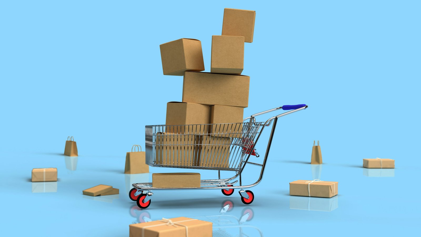 Shopping bags representing adding items to cart